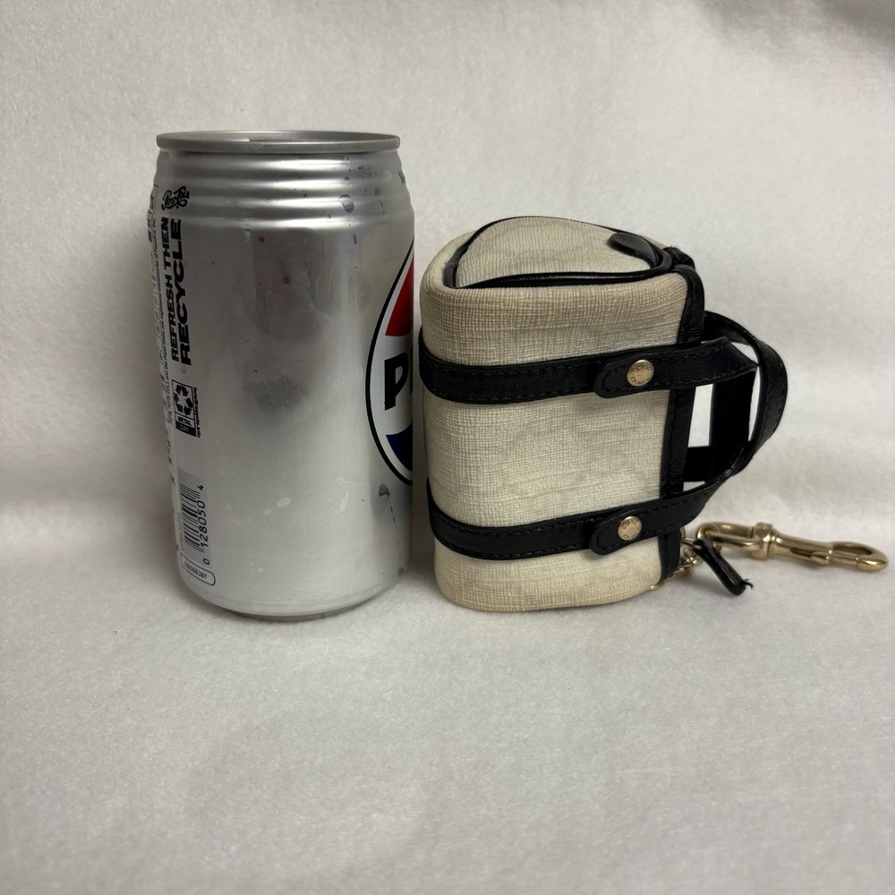 VTG GUCCI Mini Boston Bag Keychain Charm Zipper Clip Cream Black - Picture 8 of 14